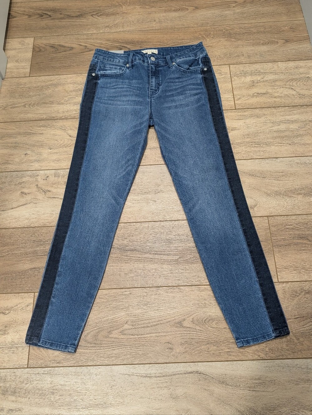 Harper Two-Tone Blue Side-Stripe Skinny Jeans
